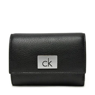 Mały Portfel Damski Calvin Klein Ck Plaque Small Trifold W/Zip K60K612834 Czarny - Portfele - miniaturka - grafika 1