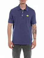 Koszulki męskie - Replay Męska koszulka polo z krótkim rękawem z bawełny, Navy Blue 880, S - miniaturka - grafika 1