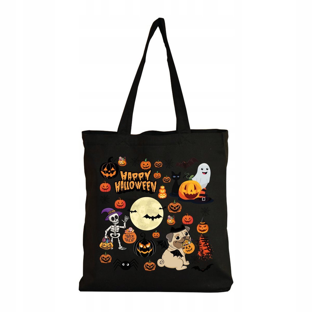 Eko Torba na ramię Zakupy Shopper Torebka Bawełniana Halloween Dynia #6