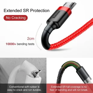 Baseus Cafule Cable wytrzymały nylonowy kabel przewód USB / micro USB QC3.0 2.4A 1M czerwony (CAMKLF-B09) - Kable USB - miniaturka - grafika 17