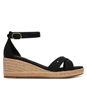 Espadryle damskie - Espadryle Tommy Hilfiger Mid Wedge Espad X Cross FW0FW09332 Czarny - miniaturka - grafika 1