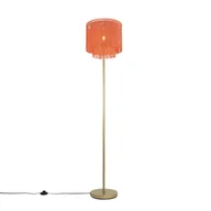 Lampy stojące - QAZQA Orientalna lampa podłogowa złoty różowy abażur z frędzlami - Franxa - miniaturka - grafika 1