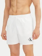 Kąpielówki męskie - Calvin Klein Swimwear Szorty kąpielowe KM0KM01101 Biały Regular Fit - miniaturka - grafika 1