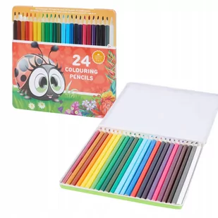 Zestaw 24 trójkątnych kredek WYSOKA JAKOŚĆ W METALOWYM ETUI - Kredki, ołówki, pastele i pisaki - miniaturka - grafika 1