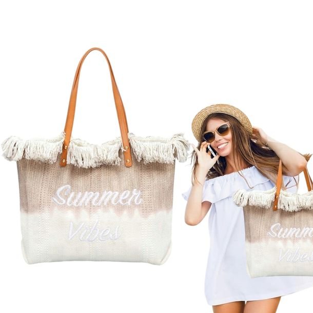 Duża Damska Torba Zakupowa Plażowa Miejska Shopper