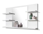 Lustra - DOMTECH Białe lustro z 5 półkami do łazienki 4O-N54V-XEHK - miniaturka - grafika 1