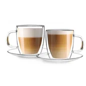 Szklanki - Vialli Design Komplet 2 filiżanek ze spodkami z podwójną ścianką 250ml Amo 27565 27565 - miniaturka - grafika 1