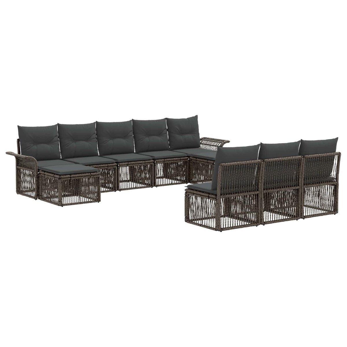 vidaXL Zestaw Sof na Ogród 10 pcs Szary polirattan
