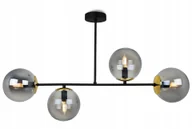 Lampy sufitowe - Czarno złoty plafon 4 klosze Tuluza dymione kule do jadalni lub kuchni - miniaturka - grafika 1
