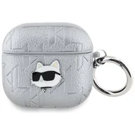 Akcesoria do słuchawek - Etui na słuchawki KARL LAGERFELD Monogram Choupette Head do Apple Airpods 4 Srebrny - miniaturka - grafika 1