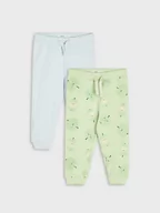 Pajacyki dla niemowląt - Sinsay - Spodnie dresowe 2 pack - zielony - miniaturka - grafika 1