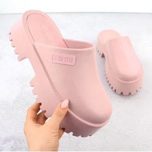 Klapki damskie na masywnej podeszwie różowe Big Star NN274020 - Klapki i japonki damskie - miniaturka - grafika 1