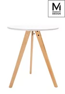 Stoły - Modesto Design MODESTO stół TRIPOD FI 60 biały - MDF, nogi bukowe B015.WHITE [8577612] - miniaturka - grafika 1