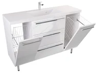 Szafki łazienkowe - Szafka Stojąca Z Umywalką ATH 120 cm K - Biały Wysoki Połysk - Uchwyty Chromowane - miniaturka - grafika 1