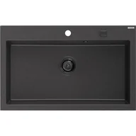 Zlewozmywaki - Mexen Elix zlewozmywak granitowy 1-komorowy 800 x 500 mm, czarny nakrapiany, syfon czarny - 6527801005-76-B - miniaturka - grafika 1