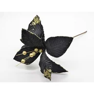 Ozdoby bożonarodzeniowe - Poinsecja na piku 42 cm czarno-złoty - miniaturka - grafika 1