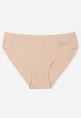 Majtki damskie - Beżowe Majtki Figi z Bawełną i Ozdobnymi Napisami Phioreia - miniaturka - grafika 1