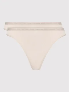 Majtki damskie - Calvin Klein Underwear Komplet 2 par stringów 000QD3788E Beżowy - grafika 1