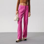 Spodnie damskie - Sinsay - Spodnie cargo - Różowy - miniaturka - grafika 1
