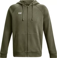 Bluzy męskie - Bluza męska Under Armour Rival Fleece FZ Hoodie khaki 1379767 390-2XL - miniaturka - grafika 1