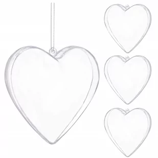 Bombki akrylowe 12cm serce plastikowe decoupage zestaw 4 szt. - Bombki Bombki akrylowe 12cm serce plastikowe decoupage zestaw 4 szt. - Bombki - miniaturka - grafika 1
