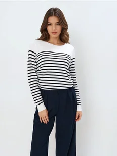 Mohito - Wzorzysty sweter z wiskozą - biały - Swetry damskie - miniaturka - grafika 1
