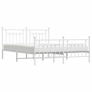 Metalowa rama łóżka z wezgłowiem i zanóżkiem, biała, 183x213 cm Lumarko! - Inne meble do sypialni - miniaturka - grafika 3