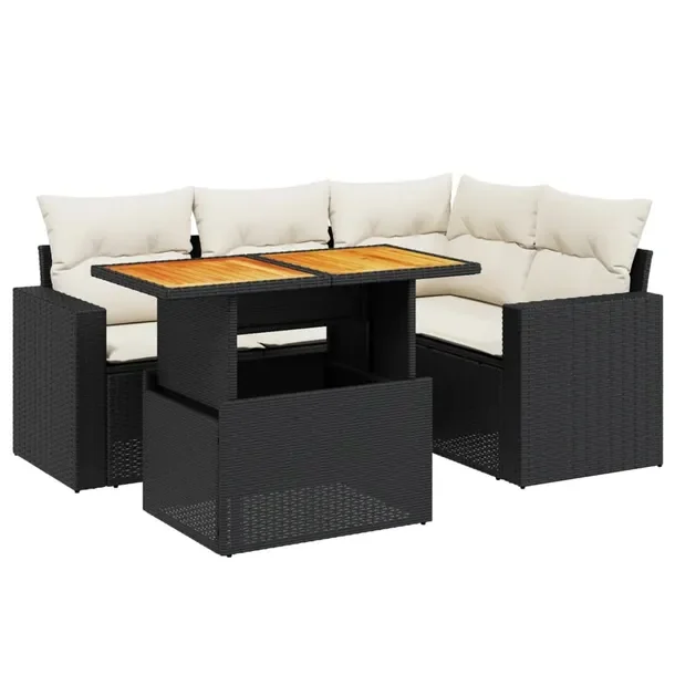 Zestaw mebli ogrodowych z rattanem PE czarny 62 x 62 x 69 cm, stół 100 x