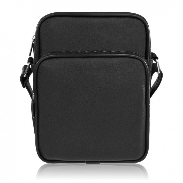 Saszetka Męska Skórzana Klasyczna Na Ramię Czarna Miejska Abruzzo Abr-06