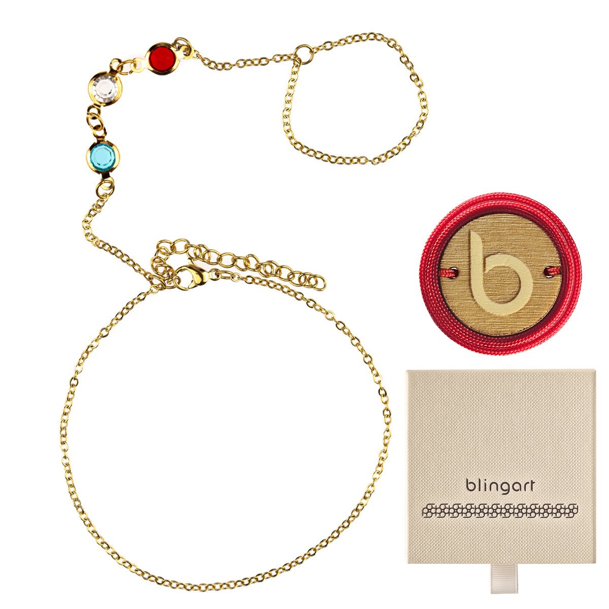 Bransoletka damska na palec cyrkonie pozłacana stal chirurgiczna BLINGART