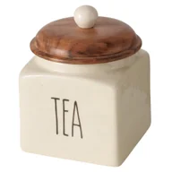 Pojemniki kuchenne - Ceramiczny pojemnik na żywność, drewniana pokrywa, SUGGY - miniaturka - grafika 1