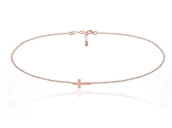 Biżuteria religijna - Srebrny naszyjnik z krzyżykiem - 2MR Rose Gold - miniaturka - grafika 1