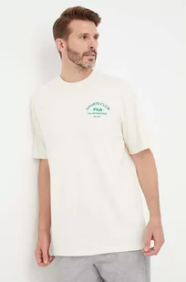 Fila t-shirt bawełniany kolor beżowy gładki - Koszulki męskie - miniaturka - grafika 1