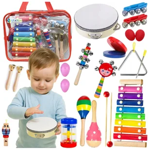 Drewniany Zestaw Muzyczny Edukacyjny Instrumenty dla Dzieci Cymbałki +torba - Instrumenty muzyczne dla dzieci - miniaturka - grafika 1