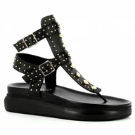 Klapki i japonki damskie - Czarne sandały japonki na platformie CARINII - Carinii - miniaturka - grafika 1