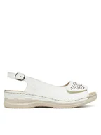 Sandały damskie - Rieker Sandały V7450-80 Biały - miniaturka - grafika 1