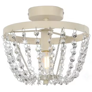 vidaXL Lampa sufitowa z kryształkami i koralikami, biała, okrągła, E14 - Lampy pozostałe - miniaturka - grafika 1