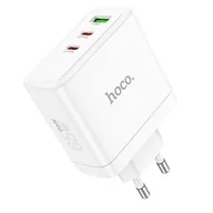 Akcesoria do smartwatchy - HOCO ładowarka sieciowa 2 x Typ C + USB A QC PD 65W GaN N30 biała - miniaturka - grafika 1