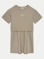 Sukienki i spódniczki dla dziewczynek - Calvin Klein Jeans Sukienka codzienna IG0IG02770 Beżowy Relaxed Fit - miniaturka - grafika 1
