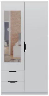 SZAFA AQUA 2D2S 2 DRZWI 2 SZUFLADY LUSTRO BIEL MAT - Szafy - miniaturka - grafika 1
