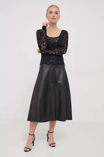 Bluzki damskie - Sisley bluzka damska kolor czarny wzorzysta - grafika 1