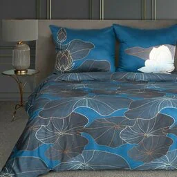 Eurofirany Pościel satynowa 160x200 Lotos 2 granatowa czarna kwiat lotosu Limited Collection - Pościel Eurofirany Pościel satynowa 160x200 Lotos 2 granatowa czarna kwiat lotosu Limited Collection - Pościel - miniaturka - grafika 1