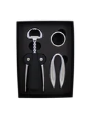 Shakery barmańskie - Zestaw do wina Royal Treasure w skórzanym pudełku GS034 mały prostokąt czarny - miniaturka - grafika 1