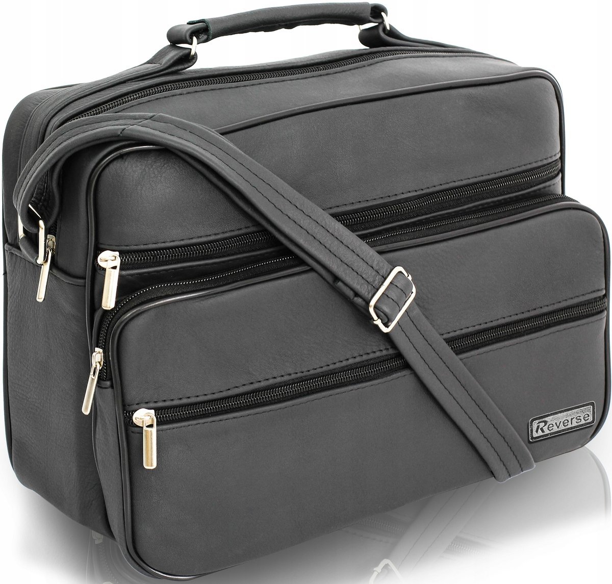 Reverse skórzana torba męska na ramię A4 dokumenty SKÓRA naturalna