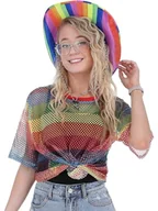 Sukienki - Smiffys Unisex tęczowy top z siateczki, tęcza/duma gejowska fantazyjna sukienka, tęcza/duma akcesoria do przebrania - miniaturka - grafika 1