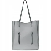Torby i wózki na zakupy - Torba Damska Duża Torebka Szara Monnari Shopper Lakierowana + Organizer - miniaturka - grafika 1