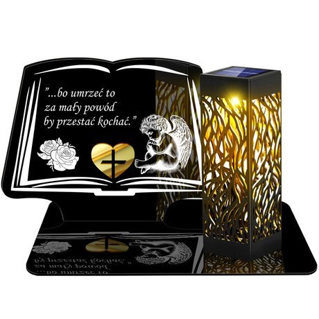 ZNICZ SOLARNY LED WIECZNY PODSTAWKA NA CMENTARZ GRÓB lampka Księga 3D