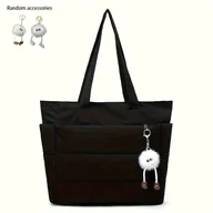 Torebki damskie - TEMU Damska Torba Tote z Lekkiego Nylonu o Dużej Pojemności z Regulowanym Paskiem – Zapinana na Zamek Torba do Codziennego Użytku i Podróży - miniaturka - grafika 1