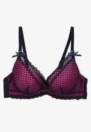 Biustonosze - Granatowo-Fuksjowy Biustonosz Full Cup z Delikatnymi Kokardkami Timaqela - miniaturka - grafika 1