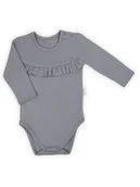 Body dla niemowląt - Niemowlęce body bawełniane z długim rękawem grafitowe Nicol,r.74 - miniaturka - grafika 1